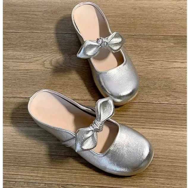 Sục nữ ,  Dép bít mũi nữ Nơ Thỏ đế cao su lót mềm êm chân phong cách tiểu thư Shoes Sandal 6