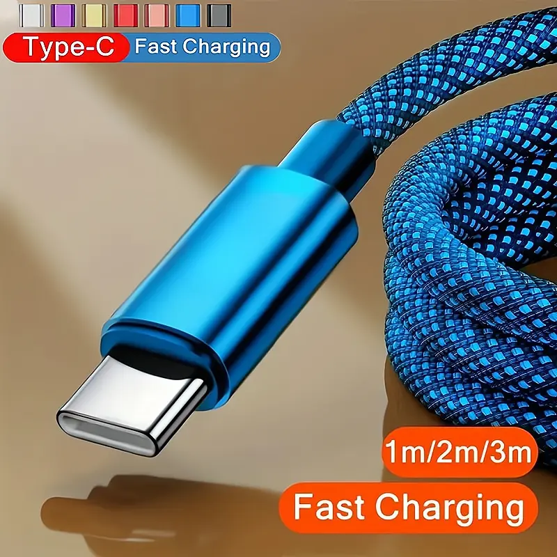 สายชาร์จเร็ว USB Type-C ความเร็วสูง 3.3 ฟุต/6.6 ฟุต/9.9 ฟุต เข้ากันได้กับโทรศัพท์ Android เช่น Samsung, Redmi, OnePlus และ Xiaomi