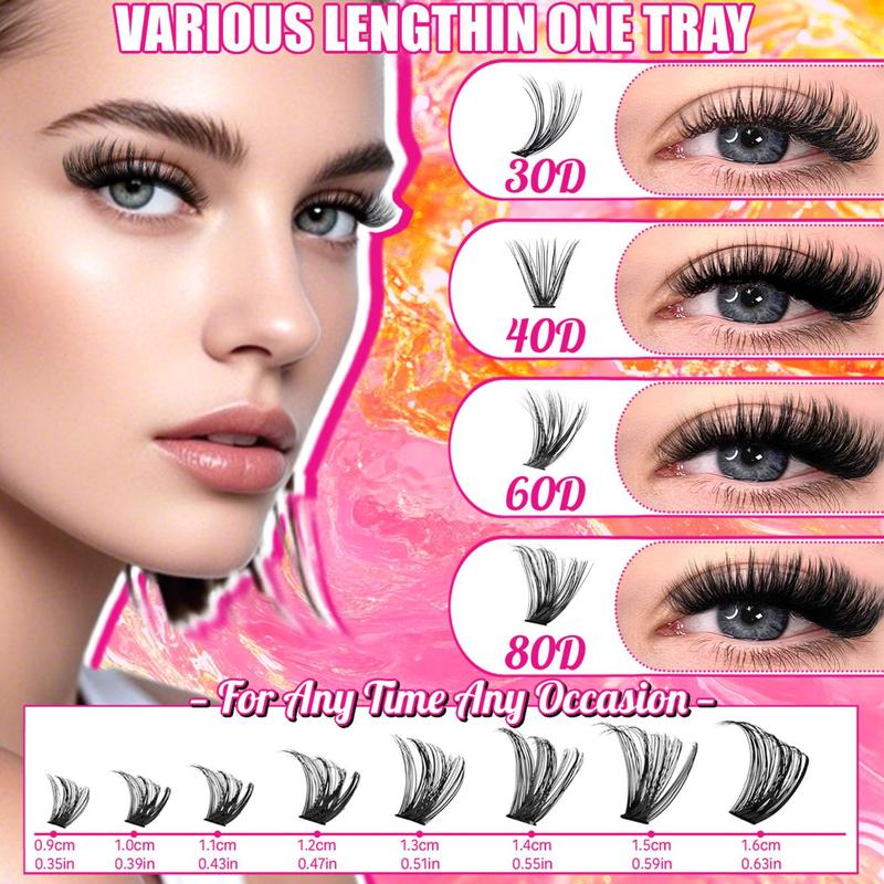 Individual False Eyelashes Kit, 1 Set Natural Look & Extra Thick & Long Lasting & Individual Eyelash Extension Kit with Tools, Makeup 4