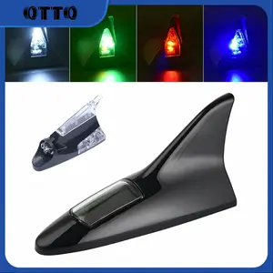 1pc Tenaga Surya/Angin Antena Sirip Hiu Shark Fin Hybrid Led Shark Lampu Peringatan Warning Sirip Hiu Eksterior Mobil Car