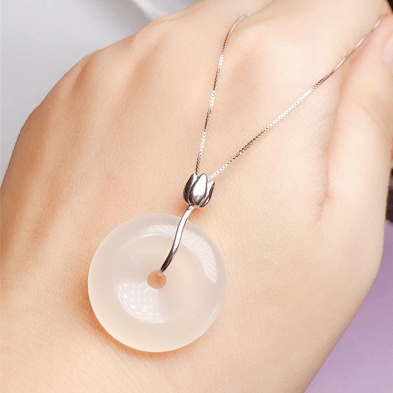 Khóa Hòa Bình Hoa Sen, Móc Cài Bạc 925, Móc Cài Mặt Dây Chuyền Vàng, Có Thể Tháo Rời, Mặt Dây Chuyền Ngọc Bích Tự Làm, Móc Cài Ngọc Bích, Thiết Kế Đơn Giản Và Thanh Lịch 6