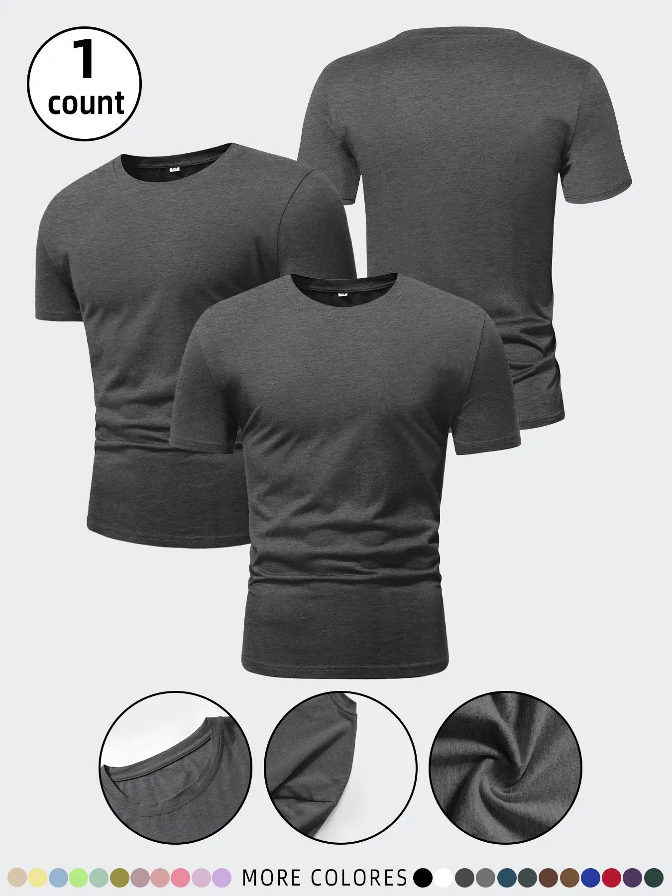 Men's Solid Color Round Neck Tee, Regular Fit Casual Short Sleeve Crew Neck T-Shirt for Summer, Fashion Men's Top for Daily Wear
