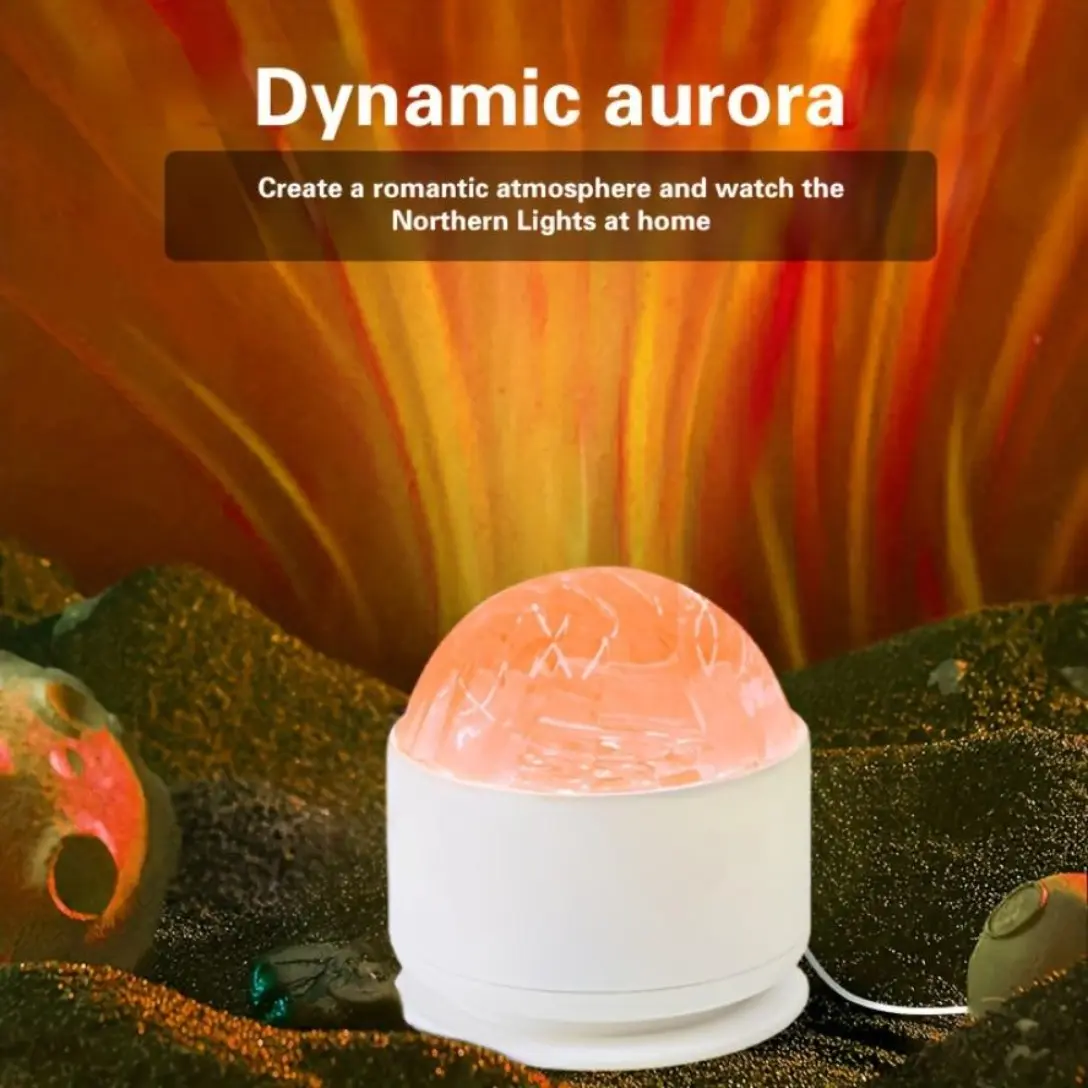 Indoor Decorative Lights - Aurora/Water Wave Projection LED Light, 7-Color Rotating Portable Projection USB Light, Bedroom Bedhead Remote Control Wave Night Light