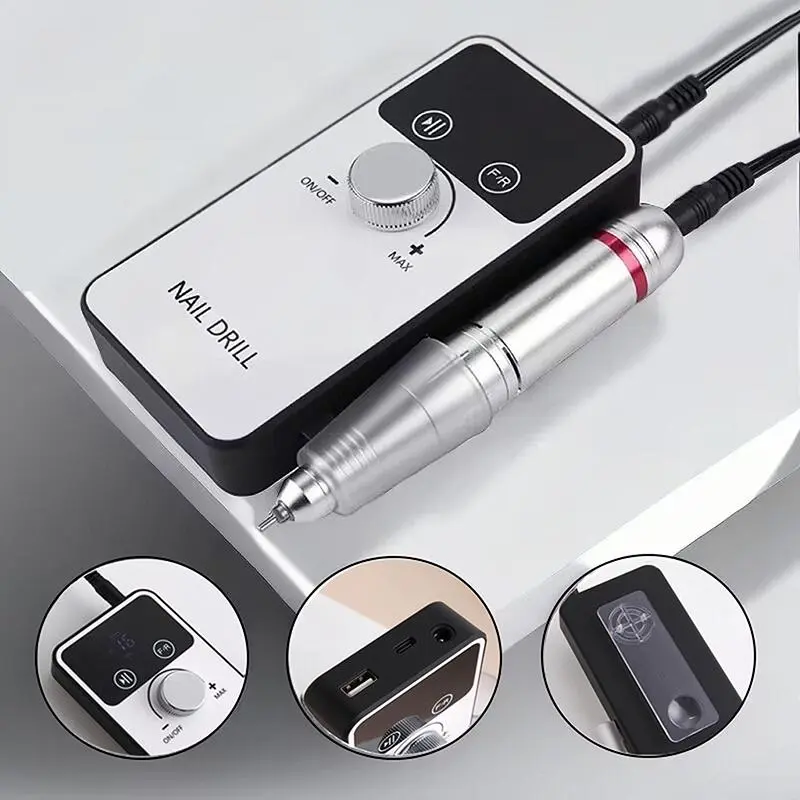Professional Electric Nail Drill Machine Set, 1 Set Rechargeable Nail File, Nails Accessories, Gel Nail Polish Sander, Low Noise Nail Drill Machine Set, Gifts for Women 2