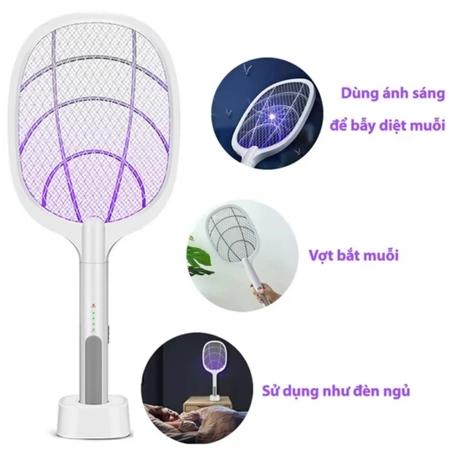 [Loại 1] Vợt Muỗi Tự Động Kiêm Đèn Bắt Muỗi 3 In 1 Tự Động Sạc Tích Điện, Vợt Bắt Muỗi Thông Minh, Máy Bắt Muỗi 8