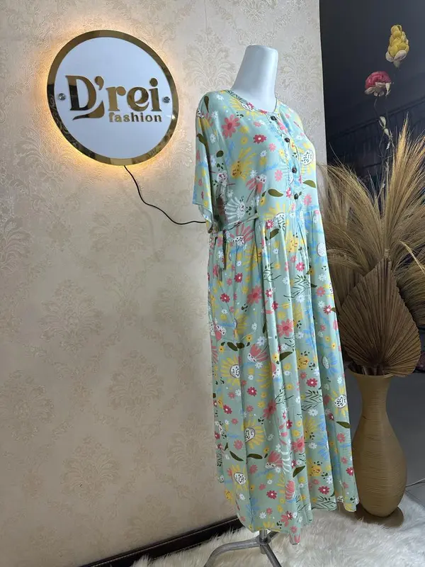 D'rei Fashion Baju Daster Motif Kerang Kancing Tali Samping | Daster Milan | Daster Button | Daster Panjang | Daster Bunga Kerang 5