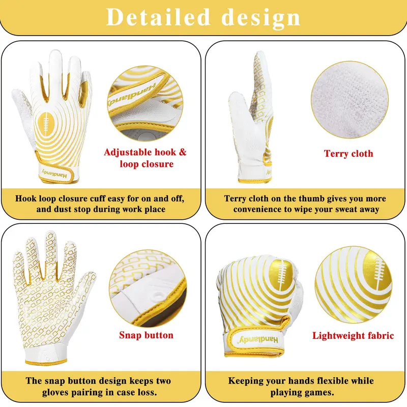 Eid Al-Adha Football Gloves for Adults and Youth (1 Pair), Summer Lightweight and Flexible Sports Baseball Football Accessories, Hand Protection Gloves, 4