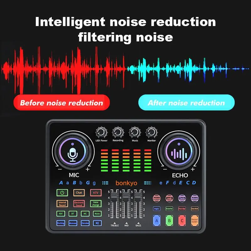 Bonkyo DJ20 Soundcard 48V+M999Microphone Live Streaming Creates