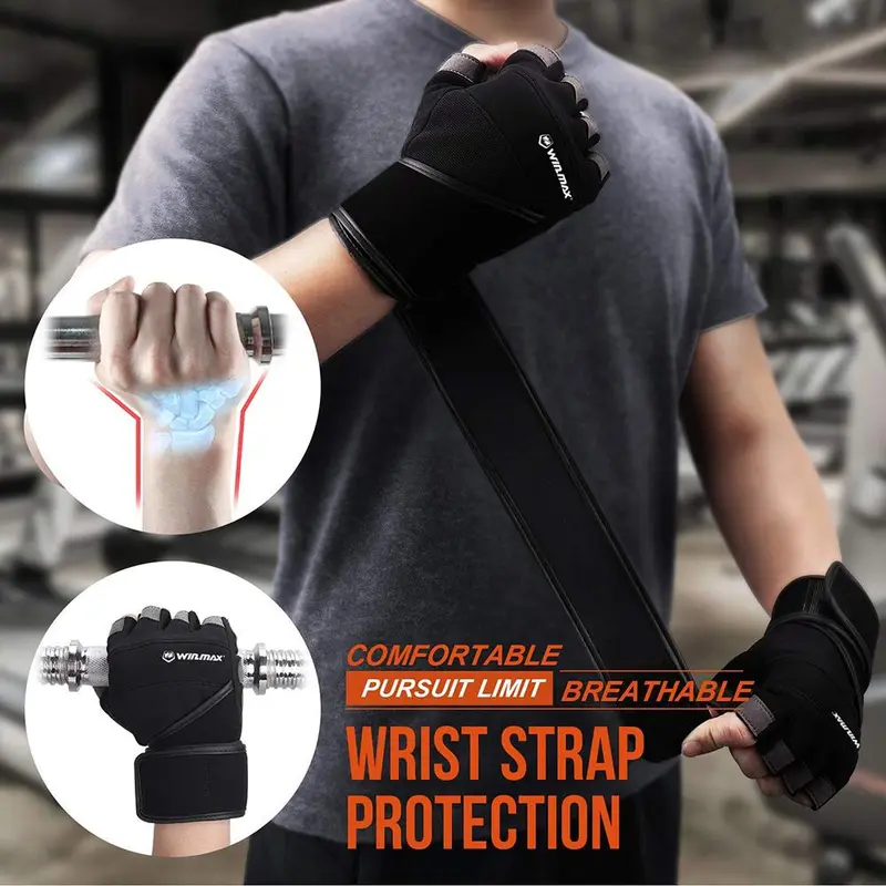 Durable Weight Lifting Gloves, 1 Pair Half-finger Breathable Protection Powerlifting Wrist Support Sports Gloves, Training Exercise Gloves for Men & Women, Hand Gloves for Gym, Gym Accessories, Workout Equipment 5
