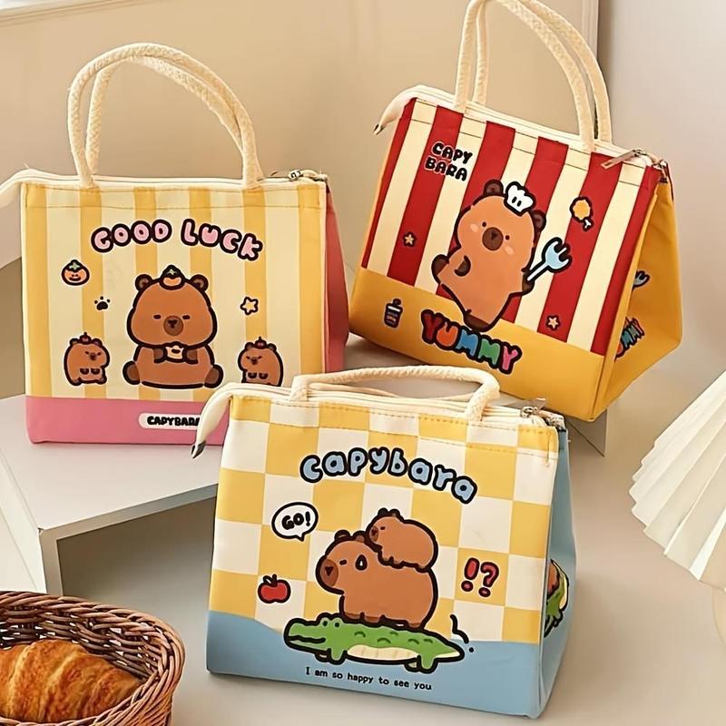 Product Introduction of A cute capybara lunch bag with large capacity, perfect for office workers and students, stylish design with insulation function, suitable for daily work and school use 0