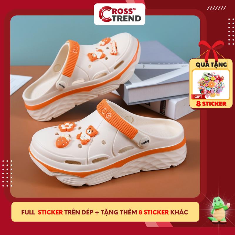 Dép cross nữ đẹp mới nhất 2025, Dép sục nữ sang chảnh BIECE full charm đế cao 4,5cm girl phố có quai hậu mềm êm nhẹ chân Shoes CROSS TREND