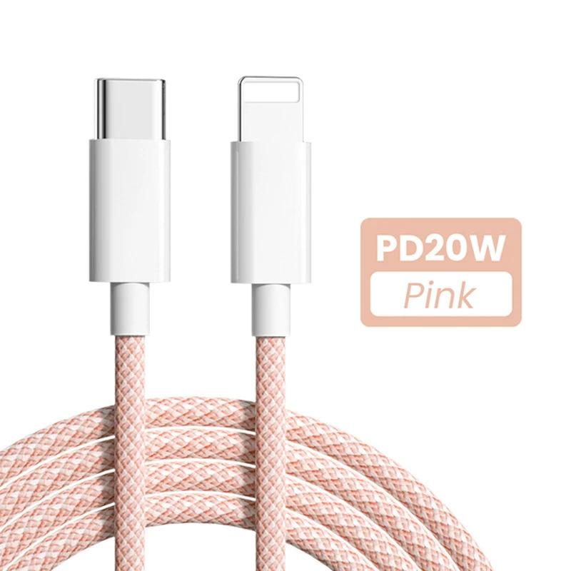 Cáp USB PD 20W, 4 màu có sẵn, Tương thích với iPhone 14, 13, 12, Pro Max, 11 và iPad mini, Sạc nhanh Type C, Cáp dữ liệu USB C, Có sẵn trong 1m và 2m chiều dài 7