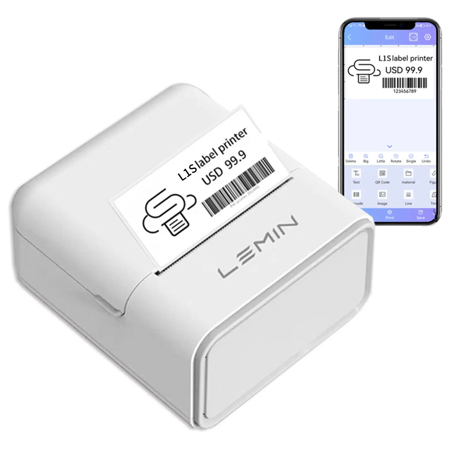 Máy in tem nhãn mini L1S Pro, máy in nhiệt cầm tay, Bluetooth 4.0 Android iOS tạo ra các nhãn đẹp và dễ nhìn