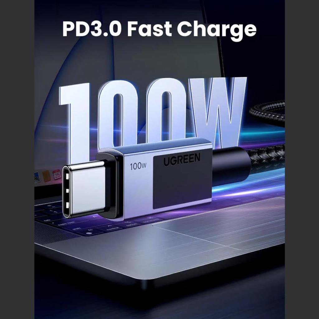 UGREEN Kabel Charger USB C - USB C 100W Braided 1m - Black L512 45063