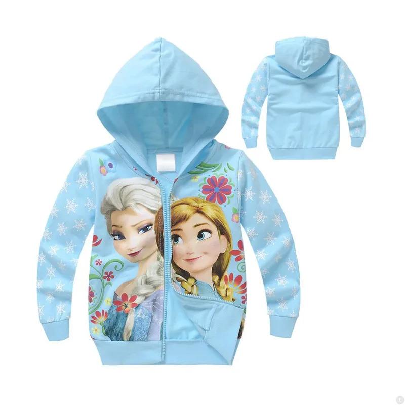 Spring Autumn Kids Girls Cartoon Frozen Elsa Anna Jacket Coats Clothes Children Cotton Hooded Coat Tops Little Girls Clothing 1