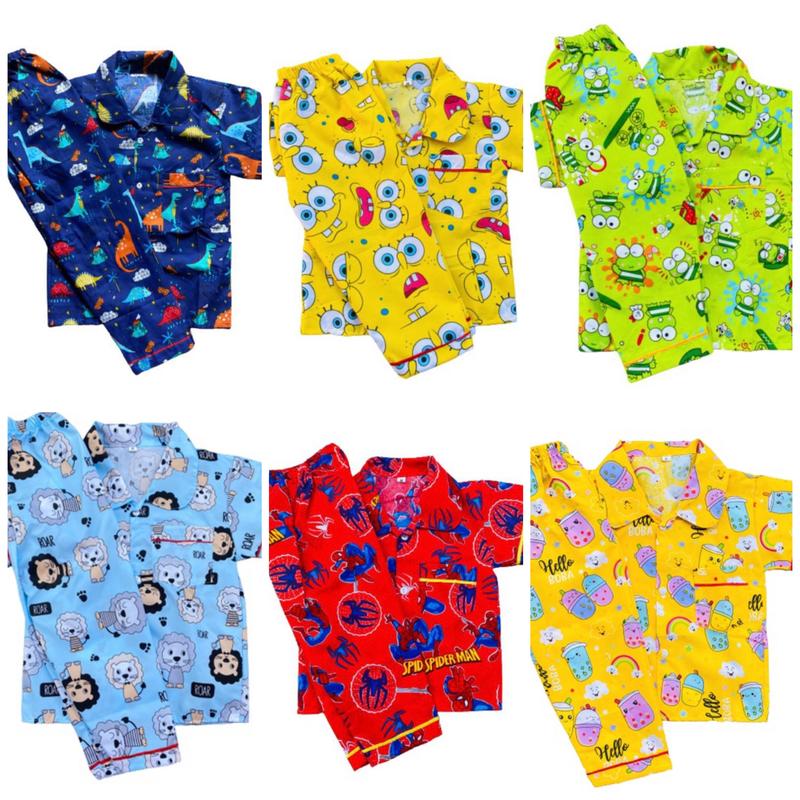 Product Introduction of PROMO PIYAMA ANAK JUNIOR USIA 6-12 TAHUN 100 RIBU DAPAT 5 SETELAN MOTIF COWO 1