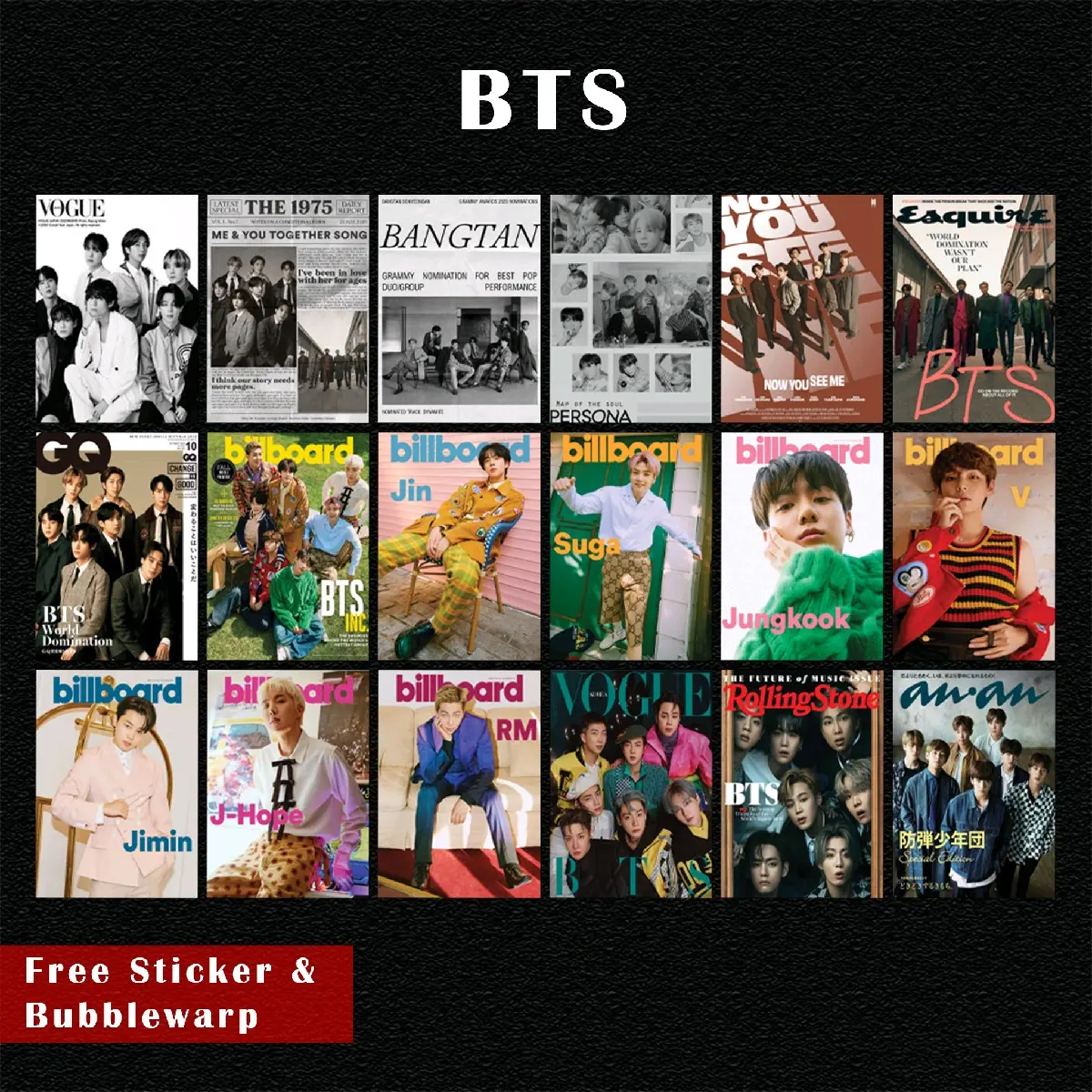 WALLDECOR WALLPAPER POSTER KPOP BTS, EXO, NCT 127, BTS DEKORASI KAMAR AESTHETIC