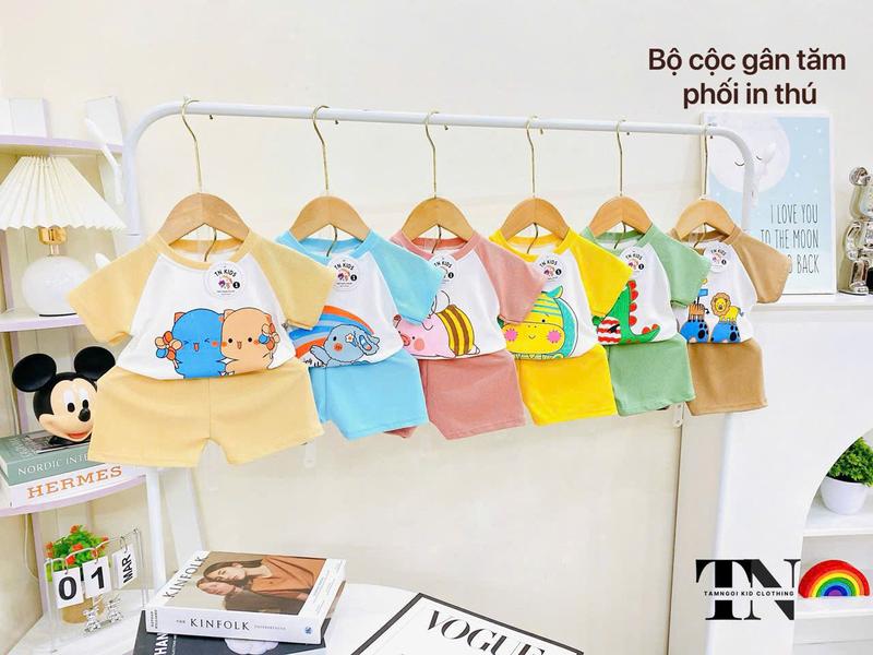 Product Introduction of Combo 6 Bộ (Mua 5 bộ tặng thêm 1 bộ bất kì) Cộc Tay tăm lạnh phối in thú. Cho Bé Trai/Bé Gái 3-16kg, Thoải Mái 1