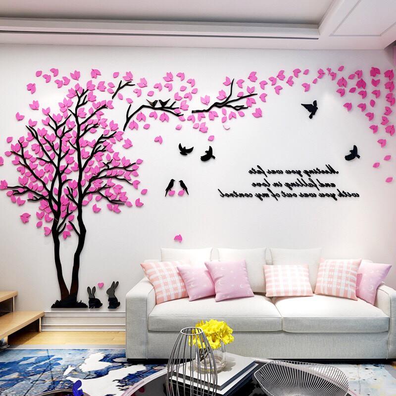 Tranh dán tường mica 3d cây tình nhân chất liệu mica dán nổi trang trí phòng khách, phòng ngủ Decor Decal