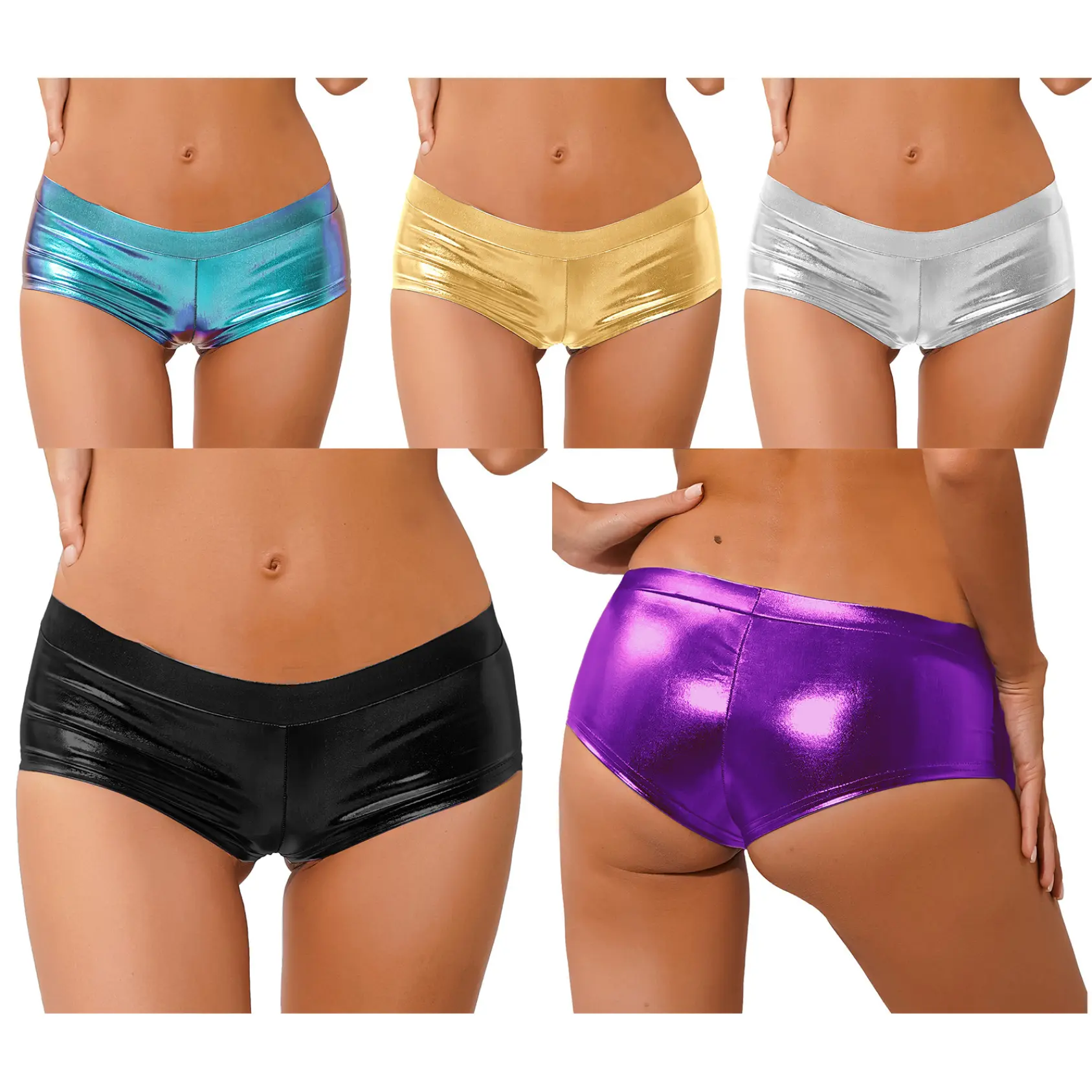 Miaeowve Women Faux Leather Booty Shorts Low Waist Yoga Biker Hip Hop Boxer Briefs Rave Dance Hot Pants