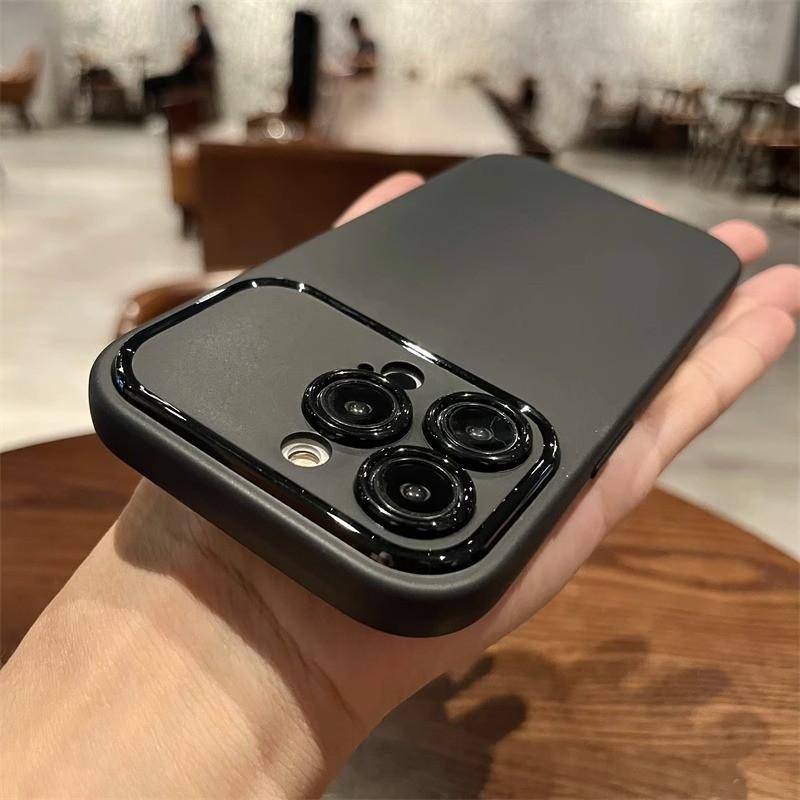  Ốp Điện Thoại Cửa Sổ Lớn Màu Trơn Nhám Chống Vân Tay Chống Sốc Thích Hợp Cho iPhone 17promax 17 air 16 pro max 15 14 13 12 11 Pro XR X XMax Ốp Vỏ Bảo Vệ Mềm Chống Bụi Tương Thích Với iPhone 7 8 14 15 Promax Và 7 Plus Phụ Kiện 