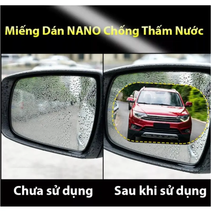 Bộ dán chống nước gương kính ô tô, miếng dán chống bám nước gương chiếu hậu nano tiện dụng 5