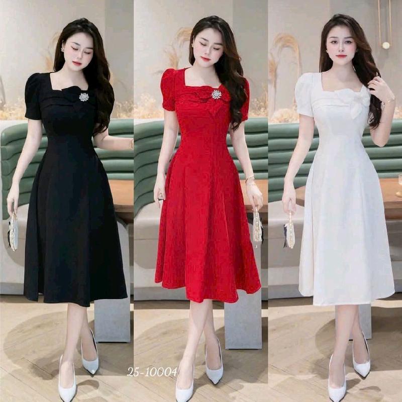  Đầm X4 big size basic đi tiệc sang trọng  Women Nữ xòe xinh rẻ vàng đỏ đen trắng 