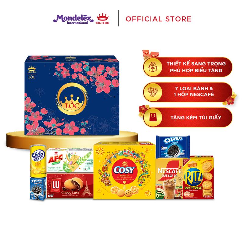 ĐỘC QUYỀN ONLINE Bộ Quà Bánh Tết Kinh Đô Lộc - Hộp Giấy 1,210G - CÓ TÚI GIẤY