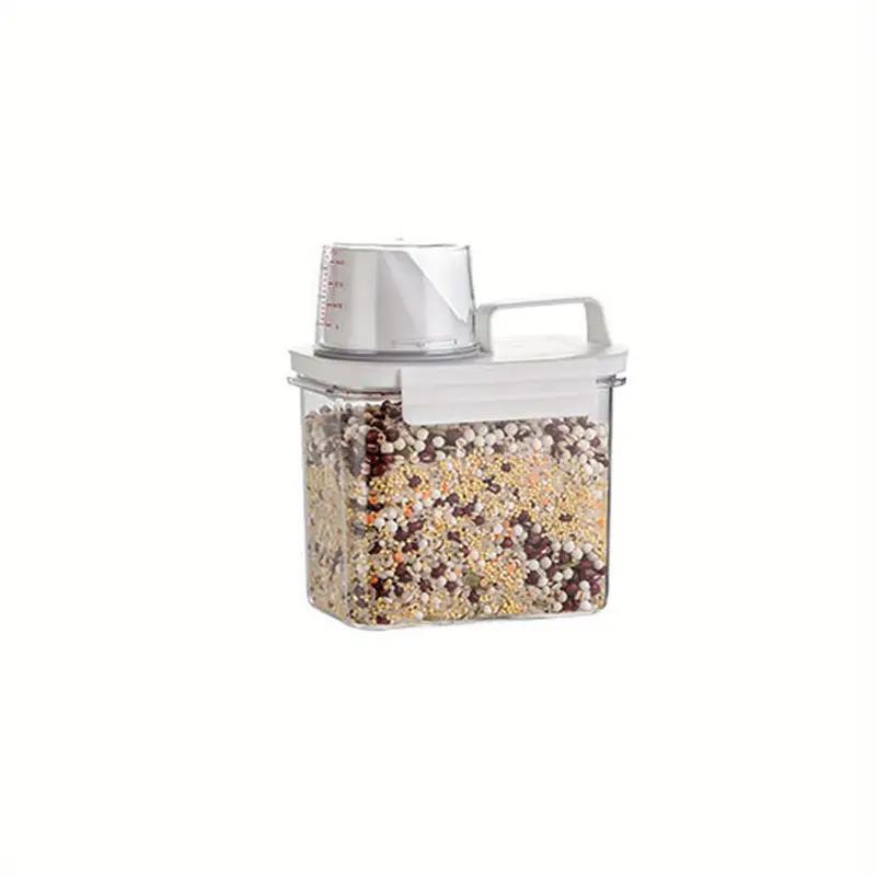 Clear Cereal Container with Cup, 1 Count Portable Rice Dispenser, Food Storage Container for Home Kitchen Supplies 4