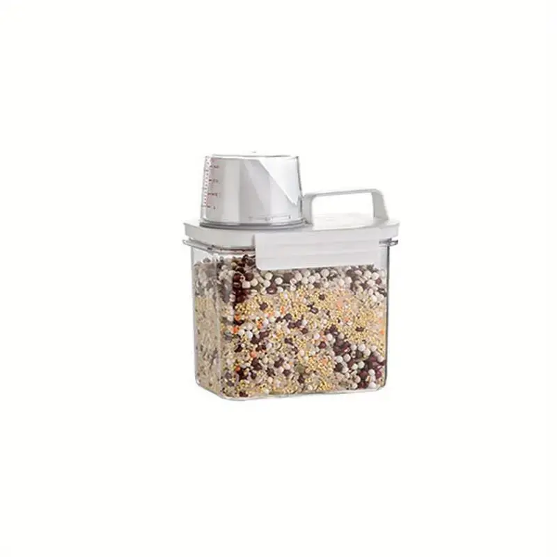 Clear Cereal Container with Cup, 1 Count Portable Rice Dispenser, Food Storage Container for Home Kitchen Supplies 4