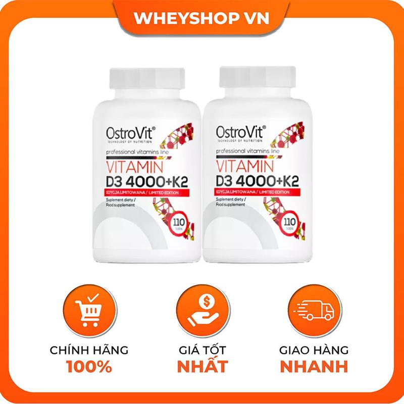 Combo 2 hũ viên uống hỗ trợ xương khớp vitamin Ostrovit Vitamin D3 4000 K2 (110 viên) - WHEYSHOP VN