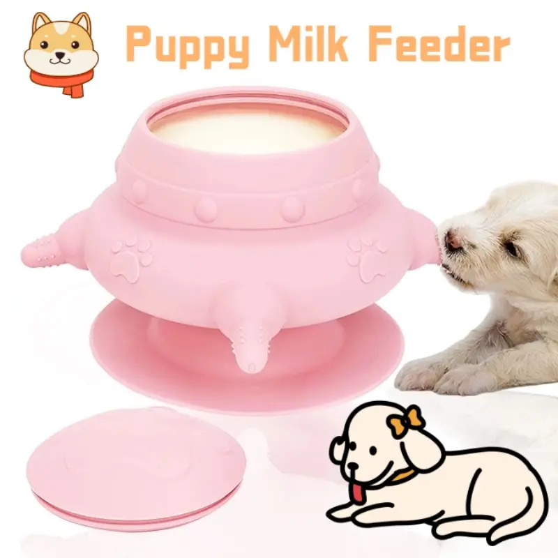 Puppy Nipple Milk Feeder Kitten Feeder with Suction Cup Pet Milk Bottle Bionic Self Feeding Device