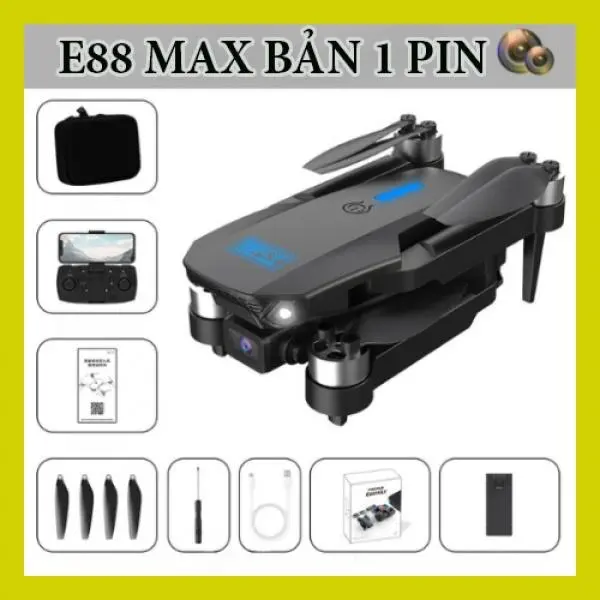 Flycam E88 Max two camera quality 4K, 15 min fly 1800mAh battery, WiFi funciton distance control phone