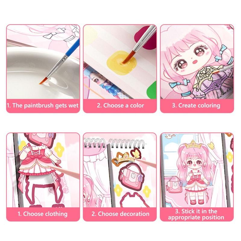 Product Introduction of Creative Multicolor Dress Up Scene Stickers Stress Relief Papper Clothes Coloring Book Makeup Decals Clothes Coloring Makeup Dressing Stickers for Kids Adult 13