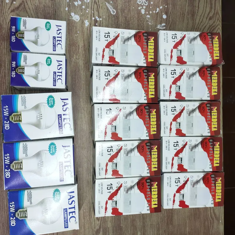 PAKET LAMPU BOHLAM LED T BULB 15 WATT 1350 lumen 6500k Cool Daylight 15.000 jam Low Voltage 85-240v Putih 2