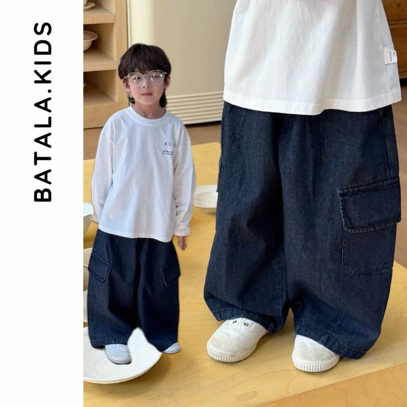 Set Quần jean ỐNG SUÔNG cho bé Batala kids QUẦN JEAN GIẤY TÚI HỘP XANH ĐẬM phong cách cá tính.