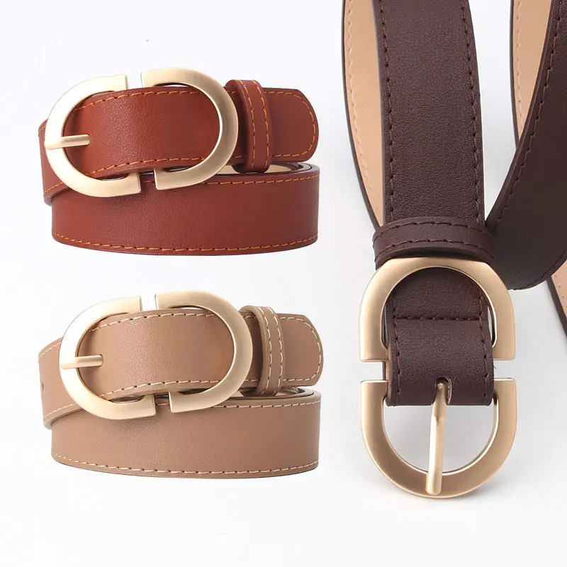 Women's Belt Women's Simple All-Matching Jeans Belt Ins Style Korean Casual Metal Buckle Student Belt