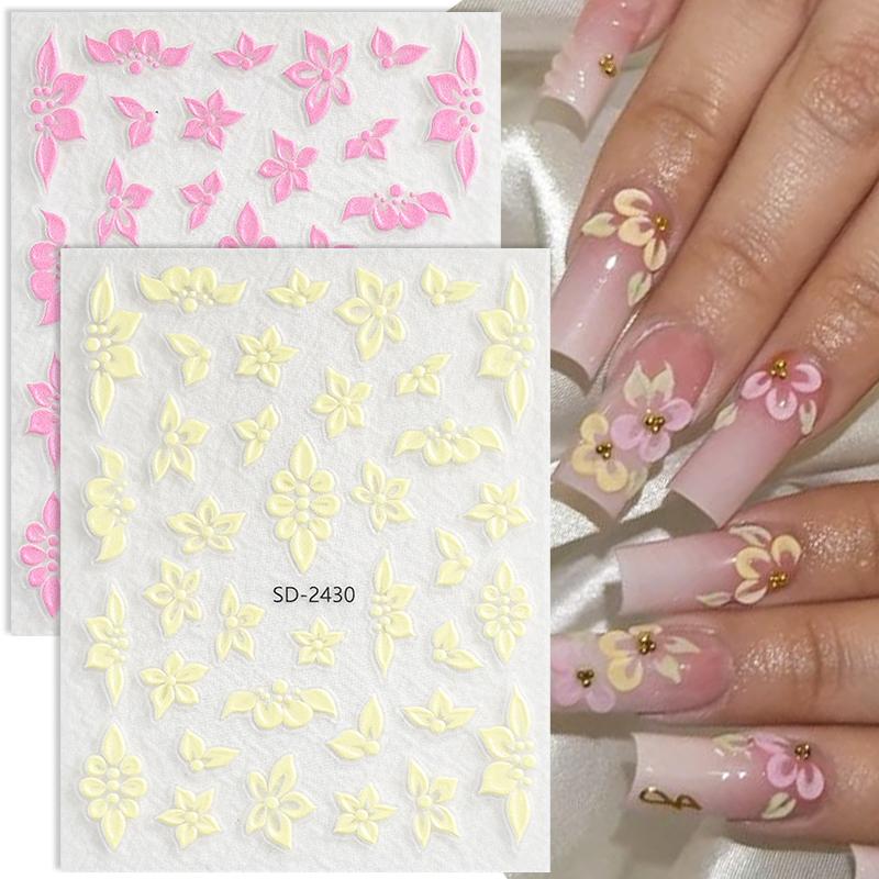  Miếng Dán Móng Tay Hoa Dập Nổi 5D THIẾT KẾ SINH RA XINH XẮN Thiết Kế Cánh Hoa Trắng Hồng Xanh Thanh Lịch Chất Liệu Acrylic Trang Trí Thanh Trượt Dính Hoa Mùa Xuân Hè 61847 