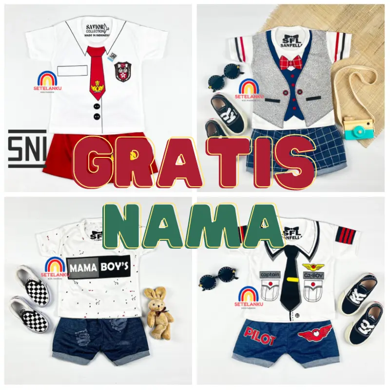 [GRATIS TULIS NAMA] Set Baby Cowok 0-12bulan Lembut Setelan Anak Laki Lengan Pendek Lembut Nyaman Berpori Katun 100% Denim Bayi