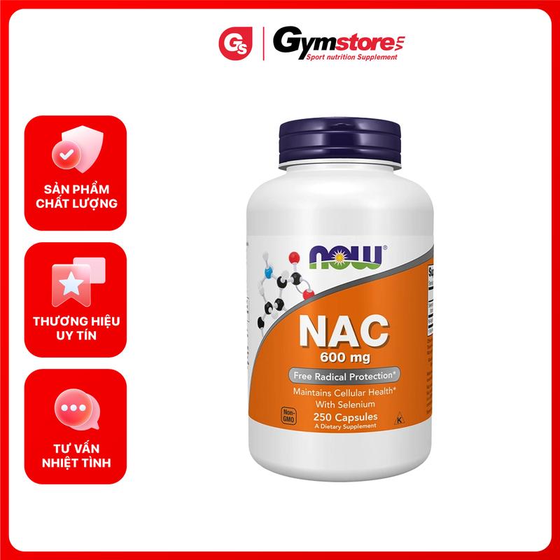 Viên uống Now NAC 600 mg w/ Selenium | 100-250 viên | Made in USA