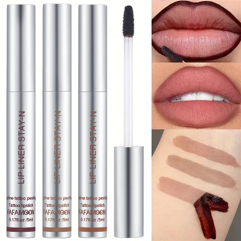 FAFAMOON Peelable Lip Liner Outlines The Lip Shape And Shows The Lip Color Lipstick 3pcs Set Waterproof And Non-smudged Peelable Lip Gloss Makeup -Xiii 0