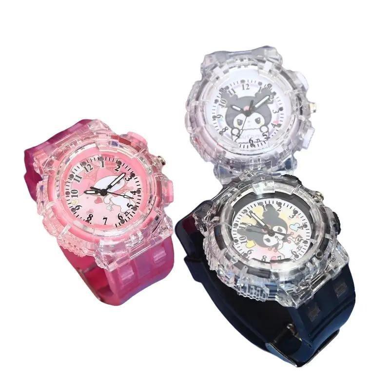 (Mua 1 tặng 1 ngẫu nhiên) Đồng hồ cho bé trai bé gái họa tiết công chúa Elsa Người Nhện Búp Bê Kurumi phát sáng móc cài dongho chobe siêu nhân