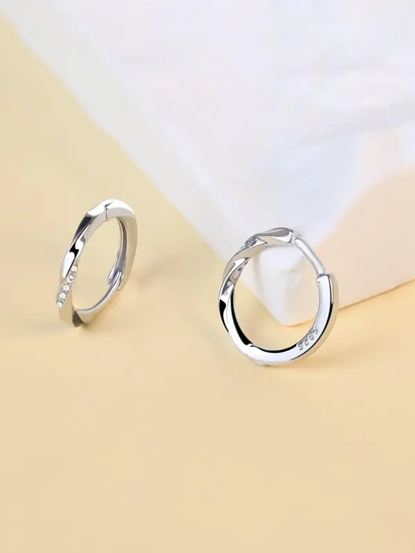 S925 Sterling Silver Hoop Earrings, Fashionable Zirconia Decor Earrings for Women & Girls, Trendy All-match & Exquisite Jewelry for Birthday Gift 4