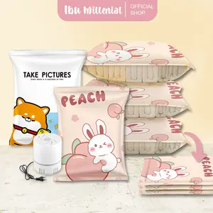 IBUMILLENIAL Plastik Vacuum Kantong Pakaian Travel Motif Kartoon Anti-air Dipakai Berulang PV010 Plastic Klip