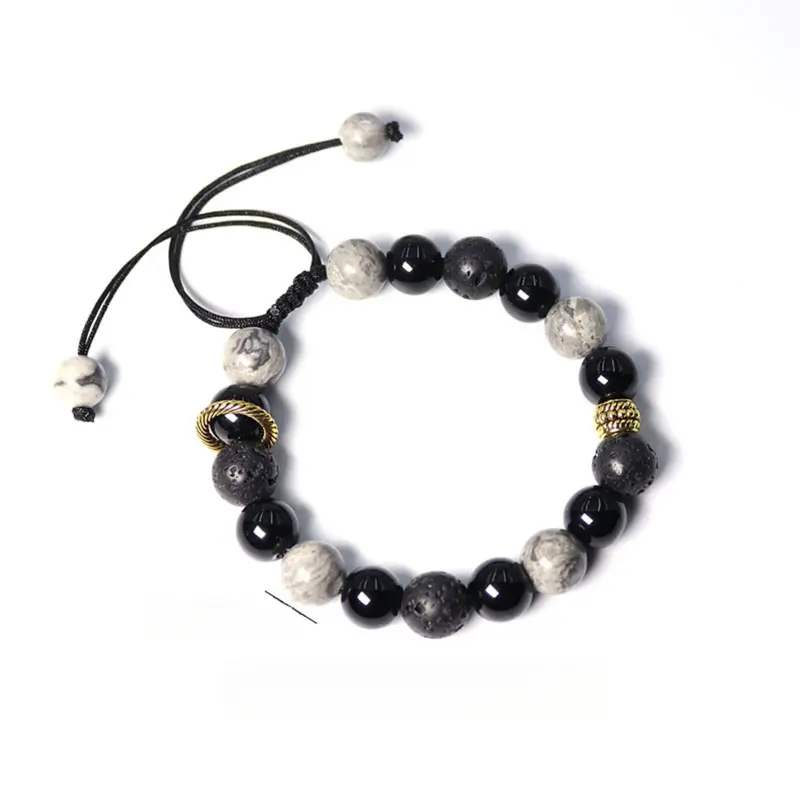 Vòng Tay Obsidian, Dành Cho Nam Giới, Vòng Tay Hạt Đá Núi Lửa Cao Cấp, Thích Hợp Làm Quà Tặng Bạn Trai 4