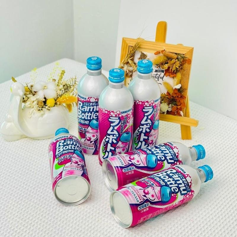 Nước giải khát Soda Sangaria vị nho vị dưa lưới vị tự nhiên chai nhôm 500ml hàng nội địa nhật bản 4