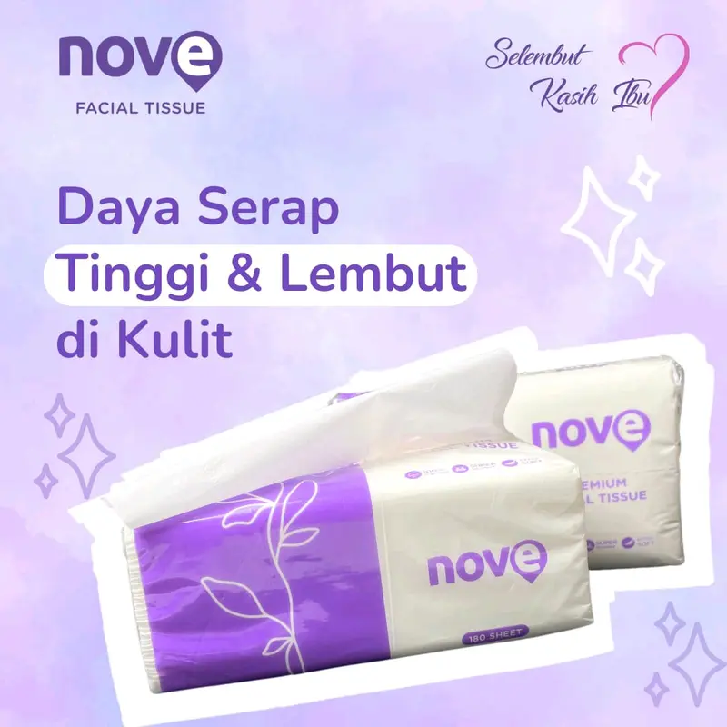 (Paket 10 pcs) NOVE Facial Tissue 180 sheet 2 ply Tisu Wajah Halus Lembut Promo Murah Gratis Ongkir Bisa COD Warna Putih Bersih 4