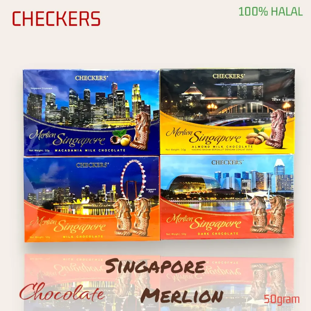 COKLAT CHECKERS MERLION 50g Box 100% HALAL ORIGINAL Cokelat Chocolate Snack