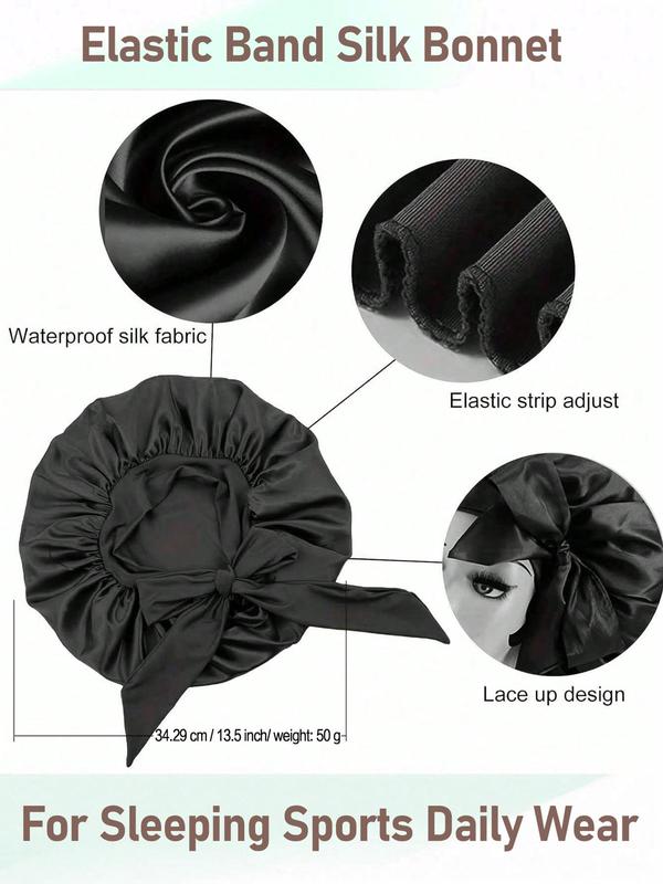 Solid Color Bonnet Cap, Elastic Bonnet for Sleeping, Hair Bonnets for Sleeping Sports Daily Wear, Soft Breathable Sweat Proof Hair Accessories 1