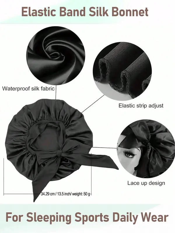 Solid Color Bonnet Cap, Elastic Bonnet for Sleeping, Hair Bonnets for Sleeping Sports Daily Wear, Soft Breathable Sweat Proof Hair Accessories 1